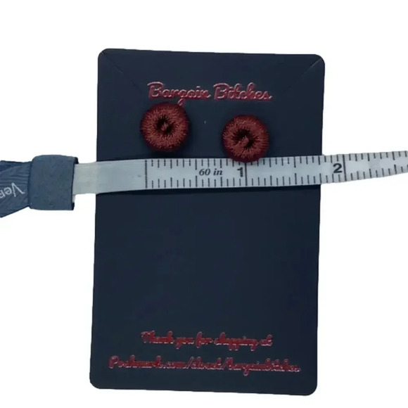 New fall earrings brown red crochet button stud earrings retro style earrings - Picture 2 of 4